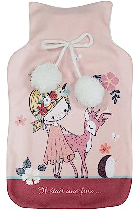 douceur d'intérieur, Wärmflasche mit Bezug (21 x 34 cm) Löwentier, bedrucktes Fleece/PVC, einfarbig