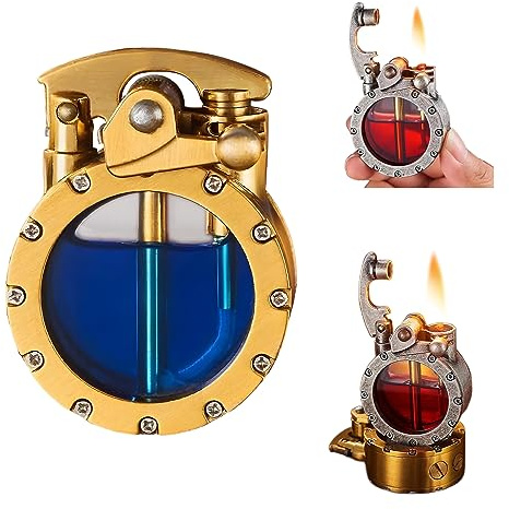 Vintage-Grabenfeuerzeug, transparentes Kerosinfeuerzeug, Kreativität und Persönlichkeit, antikes Steampunk-Feuerzeug (Gold)