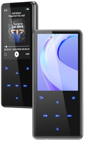 32Go Lecteur MP3 Bluetooth 5.3 Portable Lecteur musique enfant baladeur mp3 avec Haut-Parleur intégré, Lecture aléatoire, vidéo, eBook,Podomètre,Radio FM, 2.4 Pouces Grand Écran,Carte TF Jusqu’à 128Go