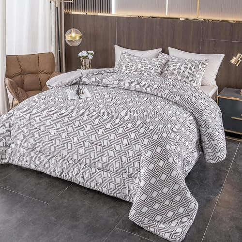 BESCH Edredón Invierno Borreguillo Nórdico 180x240cm para Cama 90/105 con 1 Funda Almohada - Edredón Borrego Sherpa Extra Suave, Cálido, Gruesa - Jacquard