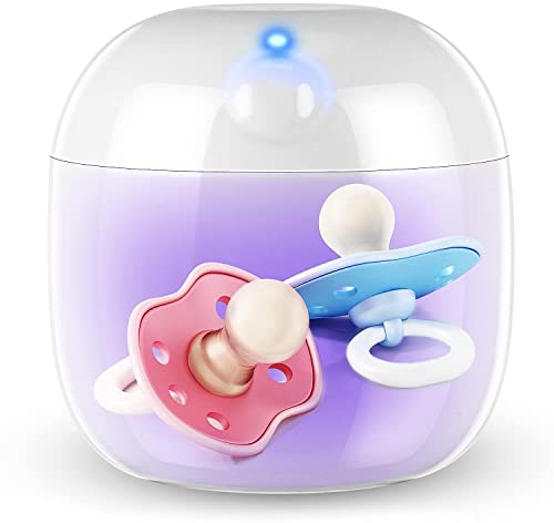 Portable Dummy Steriliser, Mini UV-C Sanitizer Box for Pacifier, 99.99% Sterilization in 3 Mins, USB-C Rechargeable, Mini Sterilizer Box for Baby Pacifier, Bottle Nipples and More (White)