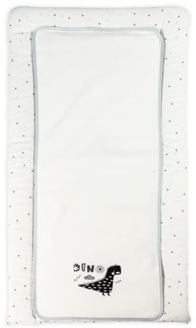 Puckdaddy Wickelauflage Hedda - Dino 42x76cm für Wickelbrett | 100 % Baumwolle, Weiß, Frotteebezug 76x42 cm, atmungsaktiv, vielseitig verwendbar