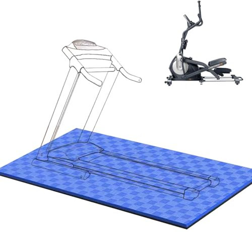 Mat For Fitness Equipment, Verdickt Und Rutschfest Shockproof Floor Protection Mat Laufband Matte Stobdämpfende, Bodenmatte Unter Laufband, Ellipsentrainer, Fahrradm(Size:100x200cm,Color:blau+schwarz)