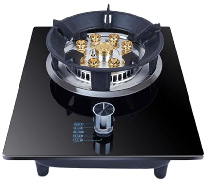 Estufa De Gas, Quemador De Wok Con Anillo De Fuego De 9 Cavidades, 7,0 KW, Cocina Superior De Vidrio Templado Negro Con Protección Contra Llamas, Adecuada For La Cocina Del Hogar (Color : A, Size :