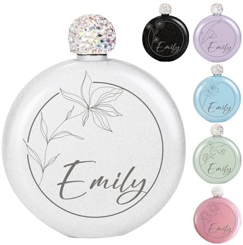 YINYIFANS Personnalisée Flasque Pour Femme,Cadeau de Fête Des Mères,Bouteille de Vin Pour L'enterrement de Vie de Jeune Fille,Cadeau de Demoiselle D'honneur,Parfait Pour Elle/Anniversaire (Style A)