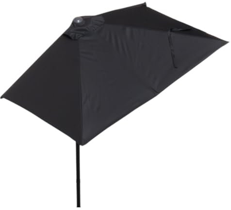 ZYXQQJ 200cm/250cm Sonnenschirm Marktschirm Strandschirm Für Balkon Garten Terrasse Wandschirm Halbrund, Leicht Zu Öffnen Und Zu Schließen (Color : Black, Size : 250x130cm/8.2x4.2ft)