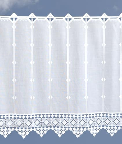 Generisch Querbehang Landhausstil in weiß 55 cm -ideal für kleine Fenster (55x54 cm)