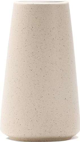 Vaso beige – Vaso in ceramica beige, vaso neutro da 15,2 cm, decorazione per la casa, vaso bohémien bianco crema per fiori, vasi minimalisti moderni avorio per centrotavola, decorazione della stanza,