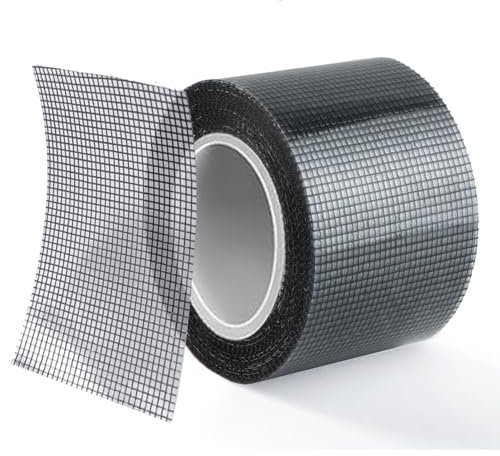 ACEBON Ruban adhésif Répare moustiquaires fenetre en fibre de verre, 50mm x 5m Auto-adhésif avec Ruban Adhésif Réparation de Fenêtres et Moustiquaires rapidement les déchirures (Noir)
