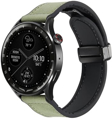 Koelaa 20mm Cuero Correas Compatibles con Huawei Watch GT 2 42mm/Watch 2/Watch 2 Sport/Watch Fit 2, Bandas de Cuero Híbridas de Silicona, Fuerte Cierre Magnético Correa Ajustable-Verde Oscuro