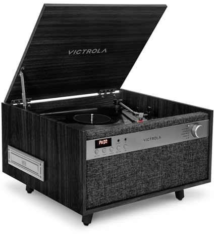 Victrola Century 6 in 1 Vinyl Record Player & Music Center, 3 Speed Turntable, CD Player & Cassette, VinylSTREAM, Bluetooth & 3.5mm Auxiliary Player