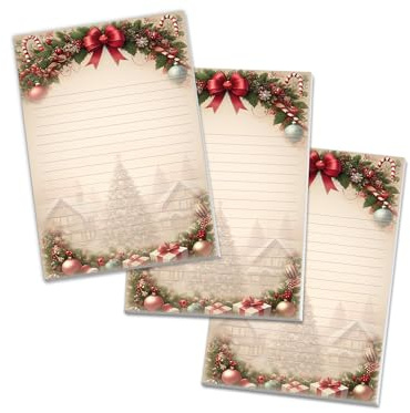 3 bunte Schreibblöcke Motivpapier Briefbögen Notizblöcke mit Linien Weihnachten Christmas Winter Geschenk Wichtelgeschenk für Kinder Jungen Mädchen Schule (3 Blöcke A5 mit je 25 Blättern)