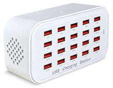 Wilmà Caricatore USB Multiplo 20 Porte, Stazione di Ricarica USB-A 100 W | Caricatore Rapido in Materiale Ingnifugo per Lampade Wilmà, Compatibile con Telefoni Apple e Android, Laptop