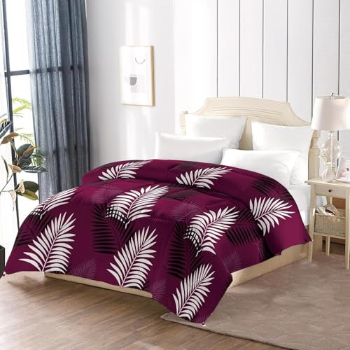 Bettdecke 200x220 Ohne Bezug Nutzbar, Blumendruck Mit Bettdecken Waschbar Ganzjahresdecke Retro Stil 4 Jahreszeiten Steppdecke, Bettzeug Microfaser mit 2 Kissenbezug für Sommer Winter Doppelbett