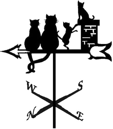 ZTZBFGM A Group of Cats, Coq Girouette Hibou Girouette Extérieur Toit Jardin Montage Cour Décor Girouette, Cour Indiquant La Direction du Vent 55 * 35