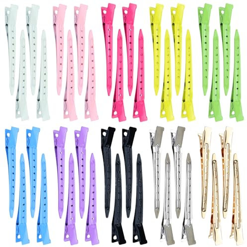 Dizila 40 fermagli per capelli a becco d'anatra in metallo con fori, bigodini per capelli, accessori per donne e ragazze (multicolore)