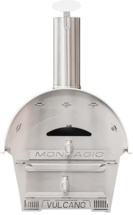 Vulcano Holz Pizzaofen - inkl. Pizzastein Pizza backen Brot backen - Holz und Pellets Ofen aus Edelstahl - bis zu 400 °C - Aufbau ohne Werkzeug - Montagio ADJ-MONT-1