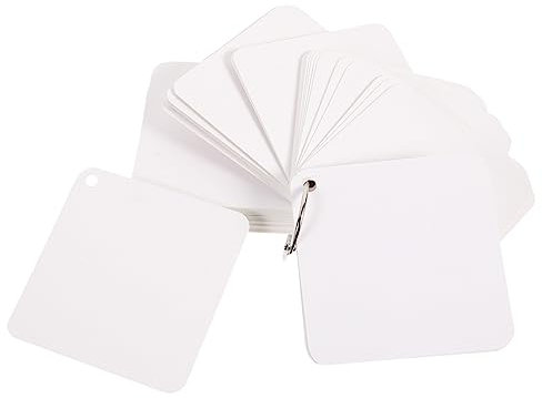 LALAFINA Blank Flash Cards 8x8cm with 2 Metal Rings 200 Pcs Hole-Punched Index Cards for Studying Suitable for Adults and Boys and Girls for Writing and Memorization