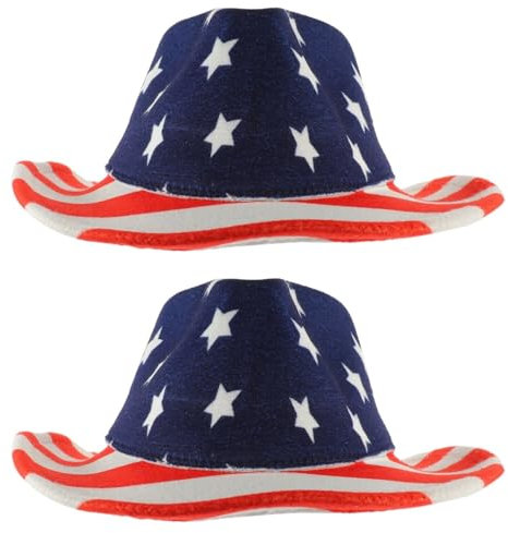 Holibanna 2stücke Cowboyhut Mit Amerikanischer Flagge Vintage Western Hut Für Unabhängigkeitstag Festivals Und Partys Komfortabel Und Langlebig Für Männer Und Frauen