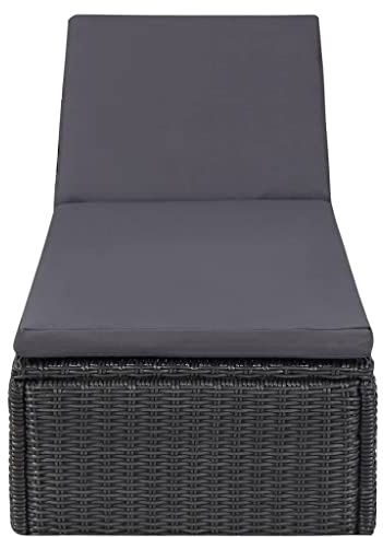 Emmtore Sonnenliege Gartenliege Liegestuhl Relaxliege Gartenmöbel Liege Saunaliege Strandliege Rattanmöbel Poly Rattan,Schwarz und Dunkelgrau
