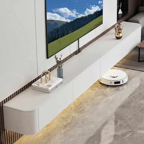 Coubird TV Schrank Hängende TV Bank weiß Modernität TV Lowboard aus Holz, Lagerung TV-Wandschrank Unterhaltung TV Media TV-Ständer für Wohnzimmer, Schlafzimmer, Büro
