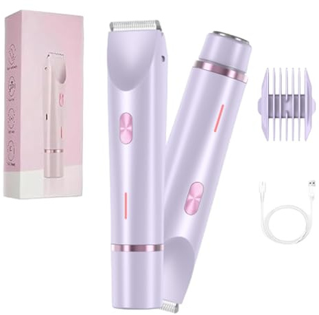 2-In-1 Dual Head Shaver Rasierer, Intimrasierer für Frauen, Damenrasierer Elektrisch, Ipx7 Wasserdicht Nass Und Trockenrasierer Mit Abnehmbarem Kopf für Damen (Lila)