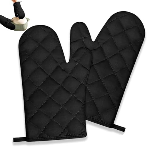 MITUMORMOR 1 Paar Ofenhandschuhe, Topfhandschuhe Hitzebeständig, Backofen Handschuhe Kochhandschuhe Ofenhandschuhe Hitzebestaendig Für Kochen Backen Grillen Auflaufform, Schwarz