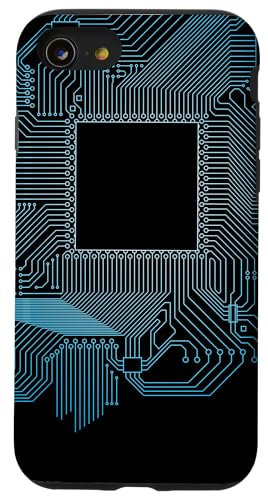 Carte mère circuit puce sombre informatique fond d'ordinateur Coque pour iPhone SE (2020) / 7 / 8