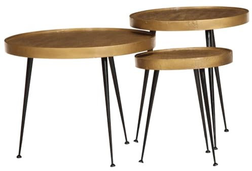 vidaXL Tavolini da Salotto 3 pz Oro in Legno Multistrato, tavolino, tavolino da tè, tavolino Moderno, tavolino per Telefono, tavolino da Soggiorno