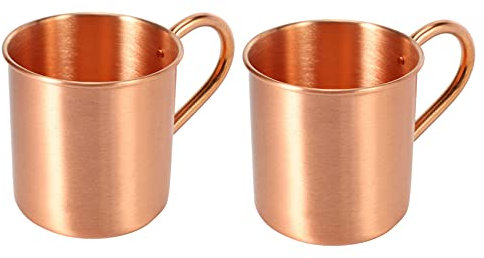 KEALLANS 2X Mug en Cuivre Pur de Moscou Solide Lisse sans Doublure IntéRieure pour Cocktail Café BièRe Lait Tasse d'eau Bar à Boisson Froid