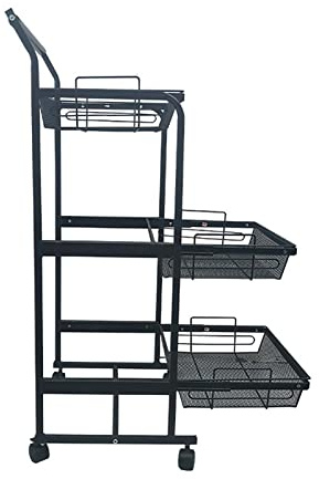 KWMAEEUID Portapacchi per Carrello Estraibile, 3 Livelli con Ruote bloccabili, Carrello portaoggetti per Frutta e Verdura, per Cucina, Bagno