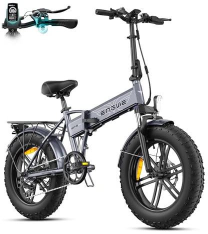 ENGWE EP-2 Boost Bicicleta Eléctrica Plegable con Sensor de Par, Batería Extraíble de 48V 13Ah y Motor Brushless de 250W, Pantalla LED, Neumáticos Fat de 20« x 4.0», 7 Velocidades (Estándar, Gris)