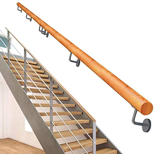 LDTTYRC Kit de pasamanos para Escalera, Madera Maciza, Redondo, Antideslizante, de Seguridad, para casa, contra la Pared, Interior, Loft, Personas Mayores, Pasillo, 80 cm/32 Pulgadas