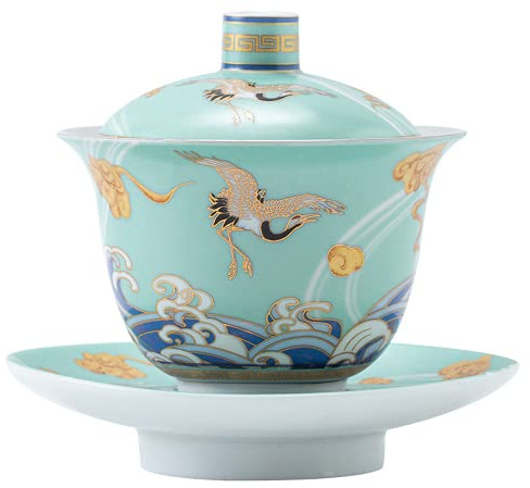 EUXHTYWP Cuenco de té tradicional chino, 180 ml, cerámica plateada, tazón de té Gaiwan, juego de té Kung Fu, sopera hecha a mano for ceremonia del té