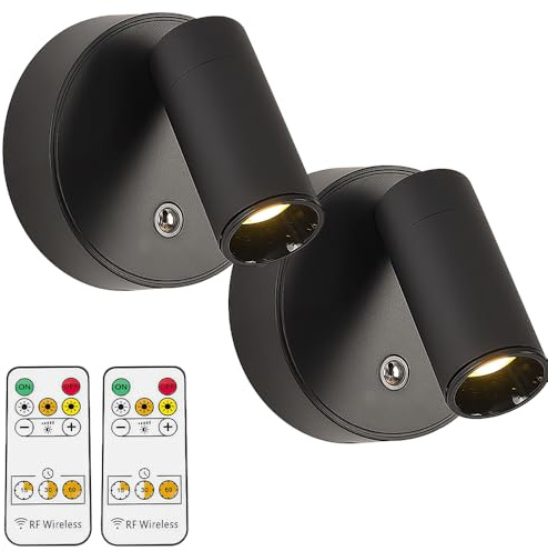 Dhqkqg Wireless LED Spotlight,2pc Battery Spot Lights with Remote,Rechargeable Wireless Wall Lights,Dimmable Cordless Wall Mounted Picture Light,Uplighting Indoor Stick on Wall Light for Plant Artwork