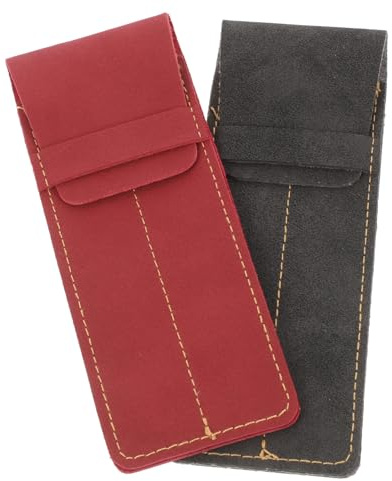 Cabilock Leder Stiftetui im Vintage Stil, 2 Stück-Pack für Zwei Stifte | Pu Oberfläche, Schützt vor Kratzern und Staub, Kompakt Tragbar, Schlichtes Design