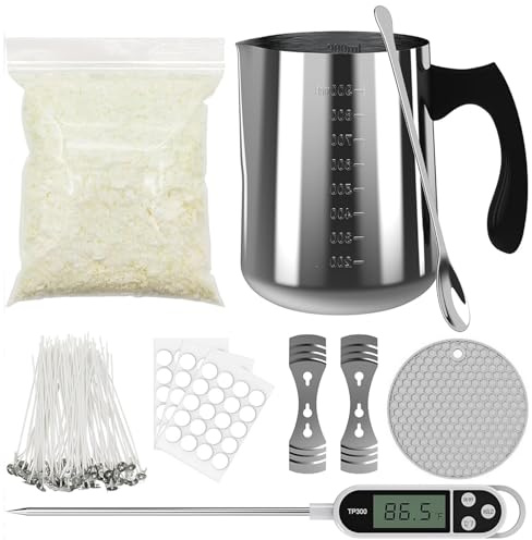 ZIONYA DIY Kerzen-Herstellungs-Set aus Sojawachs – Inkl. 900 ml Edelstahl-Schmelztopf (304 Edelstahl), Dochte, Aufkleber & Silikon-Matte – Perfekt für Beginner & Geschenkidee