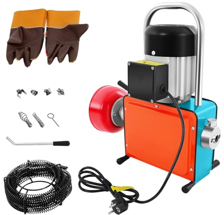 PBTERDTF 1000W Elektrische Rohrreinigungsmaschine, spirale Rohrreiniger Rohrreinigungsmaschine mit 12m Feder Abfluss Rohrreinigung Rohrreinigungsgerät 400r/min für 20–150 mm Rohrleitungen