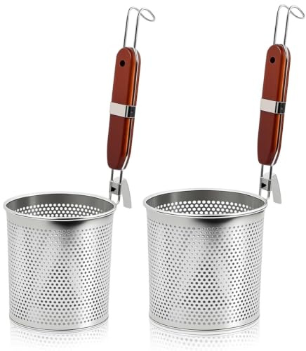 2 Pezzi Cestelli Divisori per Pasta Cestelli Cuocipasta Stainless Steel, 14cm+12cm Separatore Pasta per Pentola con Manico per Cibo, Tagliatelle, Verdura, Cibo Cinese