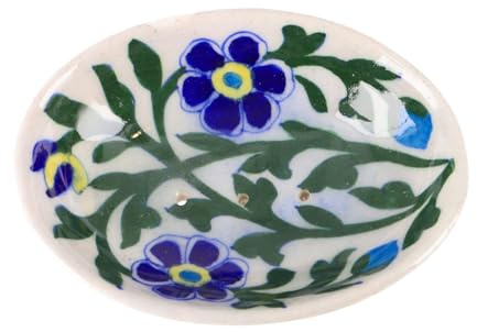 Handbemalte Keramikseifenschale, oval, traditionelles Design, Modell 8 | Einzigartige, handbemalte Keramikseifenschale, ideal für Bad, Gäste-WC oder Küche, bringt Farbe und Stil.
