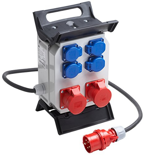Meister CEE-Stromverteiler 6-fach - 2 m Kabel - 2x CEE- & 4x Schuko-Steckdose - Robuste Gummileitung H07RN-F5G 2,5 mm² - IP44 Außenbereich / Baustromverteiler für Baustellen & Gewerbe / 7424160 | 2x CEE- und 4x Schuko-Steckdose – Robuste Gummileitung H07RN-F5G 2,5 mm² – IP44 Außenbereich – im Außenbereich