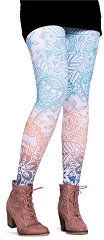 cosey - Tryckta färgglada leggings (en storlek), olika leggings mönster, mandala, en storlek, Vår mandala, En Storlek