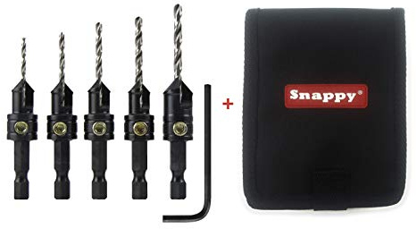 Make it Snappy Tools Brand Quick-Change 5-Pc. Countersink Drill Bit Set with Case. Proudly Made in The USA