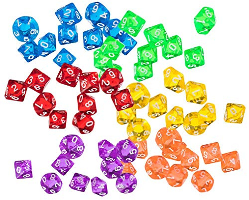 Yourandoll 60 STÜCKE Polyedrische Würfel D10 (0-9) Dice Würfel Spielwürfel for DND RPG Tischspiele