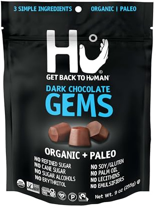 Hu Gems Chocolate Chips Vegan Snacks | 9oz | Organic, Paleo, Dark Chocolate Baking Chips | Great for Baking & Snacking, Non GMO, Kosher Chocolate