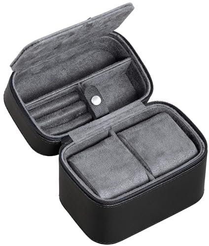 ROTHWELL Custodia da viaggio per 2 orologi, custodia organizer per 2 orologi, protezione portatile resistente con cerniera, adatta a tutti gli orologi da polso e orologi intelligenti fino a 50 mm