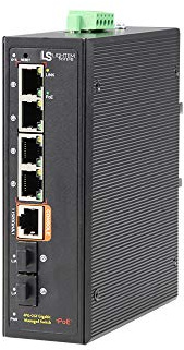 LIGHTEM 6 Ports Gestion Web Poé Commutateurs 1000M Ethernet industriels avec 4 Ports 1G RJ45 et 2 Ports 1G SFP