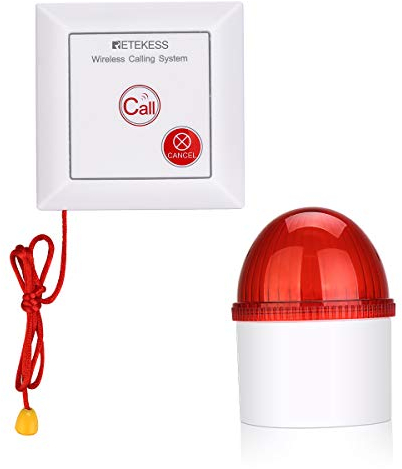 Retekess TH103 Notrufklingel für Zuhause , Hausnotruf Intern, wasserdichte IP54-Ruftaste mit SOS-Kabel, für Ältere Menschen, Persönlicher Wohnsitz (1 Taste und 1 Empfänger)