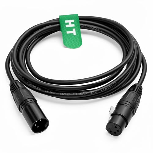 HangTon XLR 4 Pin Camera Monitor Recorder Mixer Power Supply Extension Cable Male To Female 3 meters for Block Battery