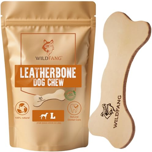 Wildfang Os Chien à Mâcher de Cuir - Alternative au Fromage de Yak, Jouets à Mâcher pour Chiens et Chiots, Cuir Naturel à Tannage Végétal, Graissé à l'huile d'olive, Jouets pour Chiens - L